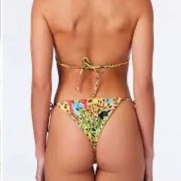 NEW It’s Now Cool Free People square top string bottom bikini in bananas,‎ M - Picture 1 of 13